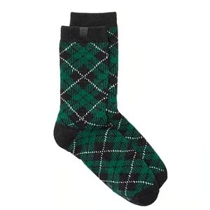 💚🖤 VICTORIA'S SECRET Black & Green Plaid COZY FLEECE SOCKS 🖤💚